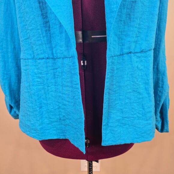 Women's Chico's Blue Rayon Blend Open Front Cardigan | Size 2 (Large) - Picture 5 of 9
